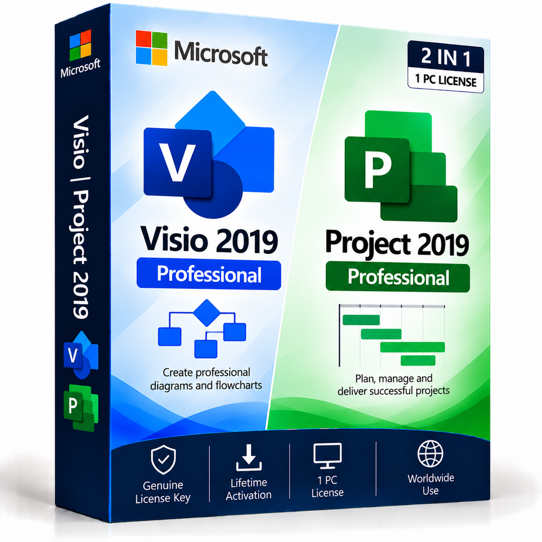 Visio 2019 and Project 2019 Professional 2-in-1 bundle box