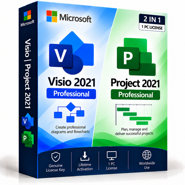 Visio 2021 and Project 2021 Professional 2-in-1 bundle box