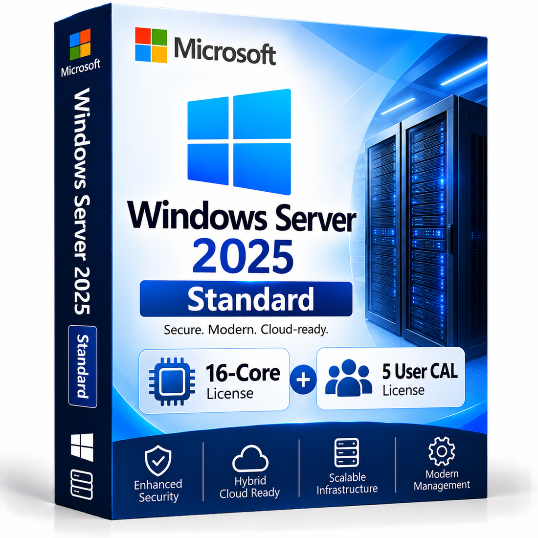Windows Server 2025 Standard 16-core with 5 User CALs box